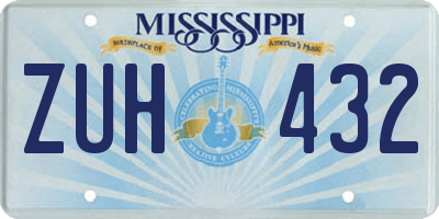 MS license plate ZUH432