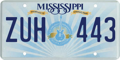 MS license plate ZUH443
