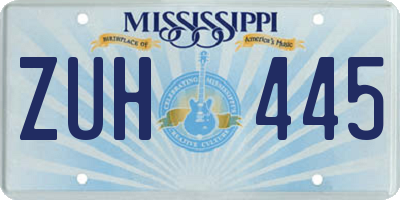 MS license plate ZUH445