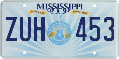MS license plate ZUH453