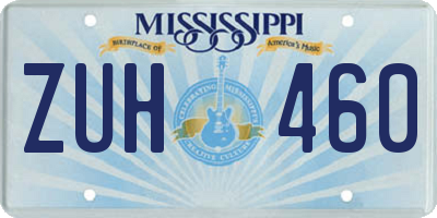 MS license plate ZUH460