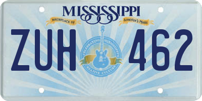 MS license plate ZUH462