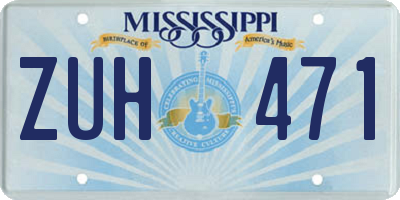 MS license plate ZUH471