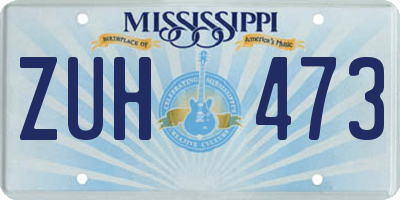MS license plate ZUH473