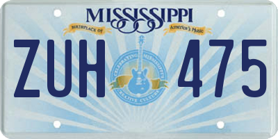 MS license plate ZUH475