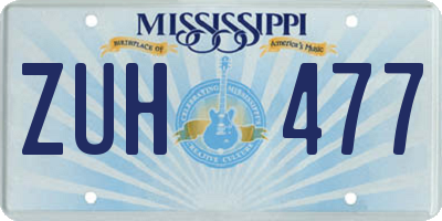 MS license plate ZUH477