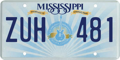MS license plate ZUH481