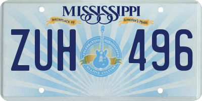 MS license plate ZUH496