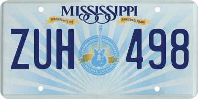 MS license plate ZUH498