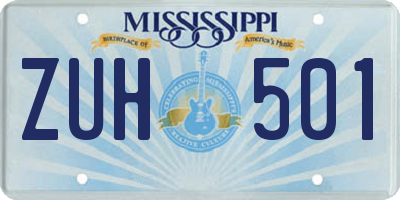 MS license plate ZUH501