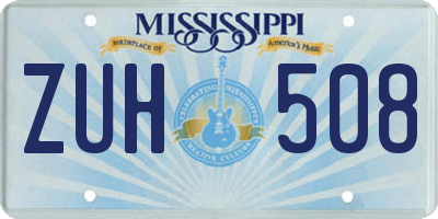 MS license plate ZUH508