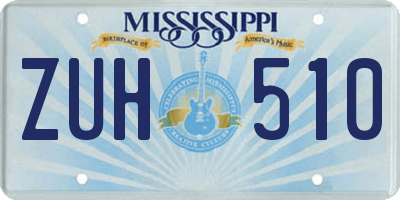MS license plate ZUH510