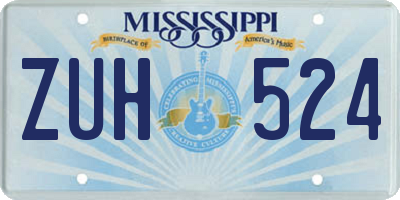 MS license plate ZUH524