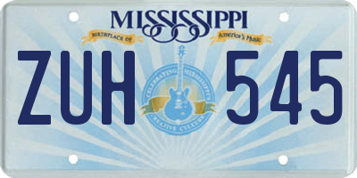 MS license plate ZUH545