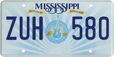 MS license plate ZUH580