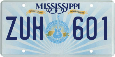 MS license plate ZUH601