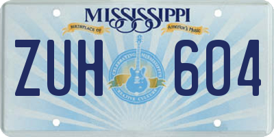 MS license plate ZUH604