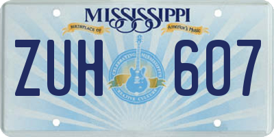 MS license plate ZUH607