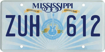 MS license plate ZUH612
