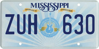 MS license plate ZUH630