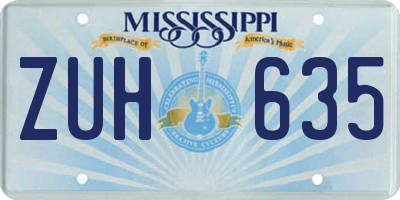 MS license plate ZUH635