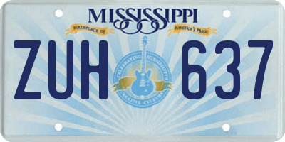 MS license plate ZUH637