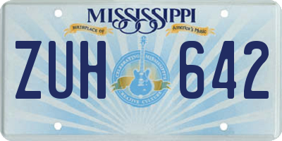 MS license plate ZUH642