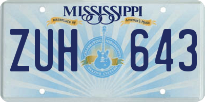 MS license plate ZUH643