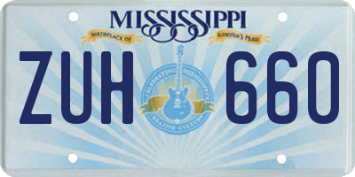 MS license plate ZUH660