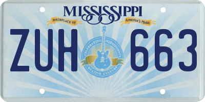MS license plate ZUH663