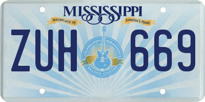 MS license plate ZUH669