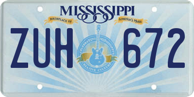 MS license plate ZUH672