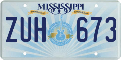 MS license plate ZUH673
