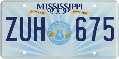 MS license plate ZUH675