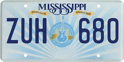 MS license plate ZUH680
