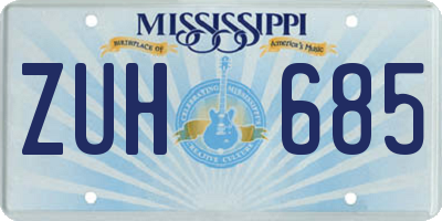 MS license plate ZUH685