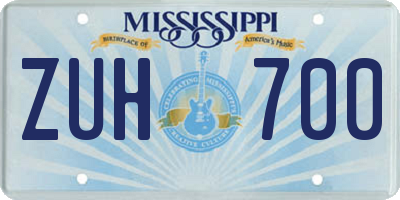 MS license plate ZUH700