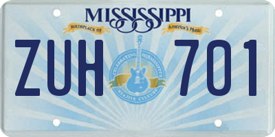 MS license plate ZUH701