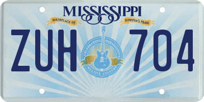 MS license plate ZUH704