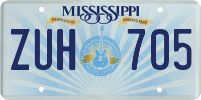 MS license plate ZUH705