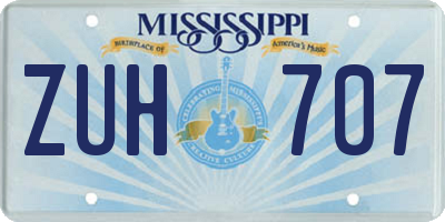 MS license plate ZUH707