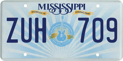 MS license plate ZUH709