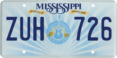MS license plate ZUH726