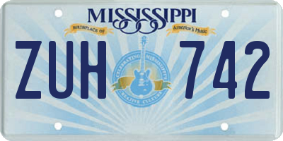 MS license plate ZUH742