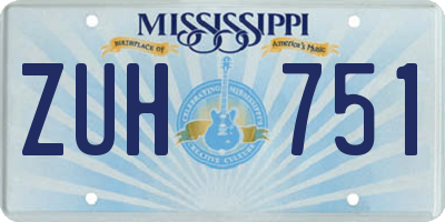 MS license plate ZUH751