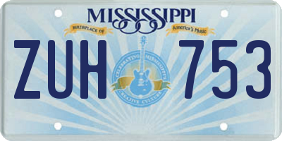 MS license plate ZUH753