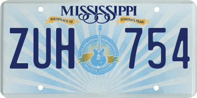 MS license plate ZUH754