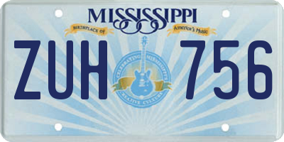 MS license plate ZUH756