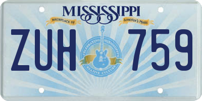 MS license plate ZUH759