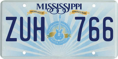 MS license plate ZUH766